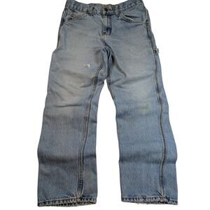VTG Carpenter Acid Washed Distressed BaggyJeans Mens Y2K Grunge 33X29